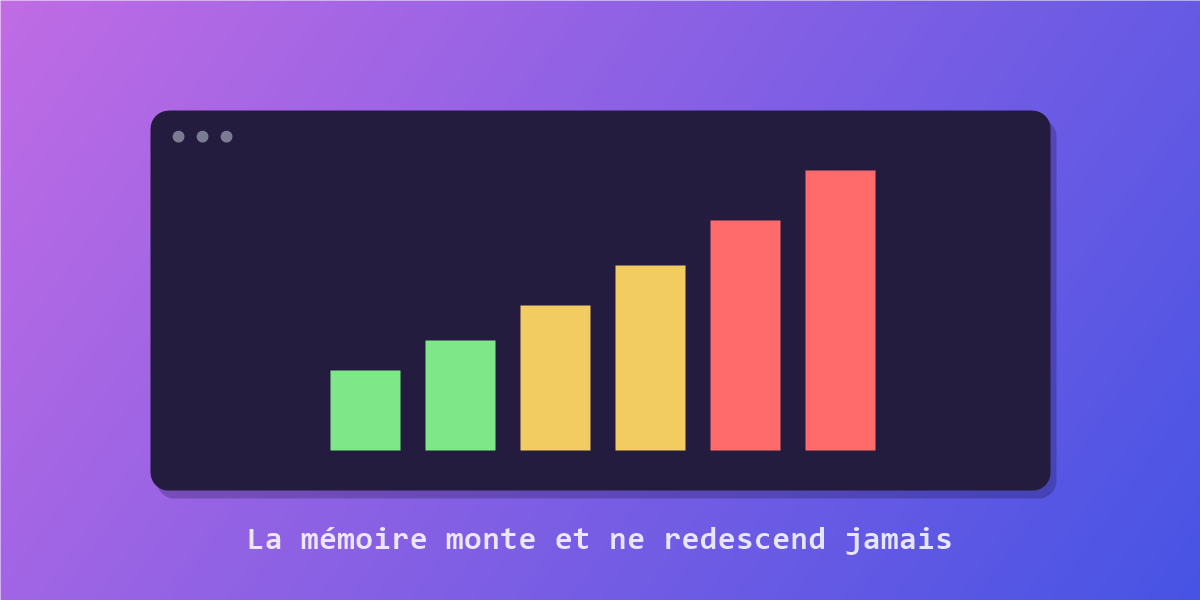 Illustration : des barres de consommation mémoire qui montent du vert au rouge